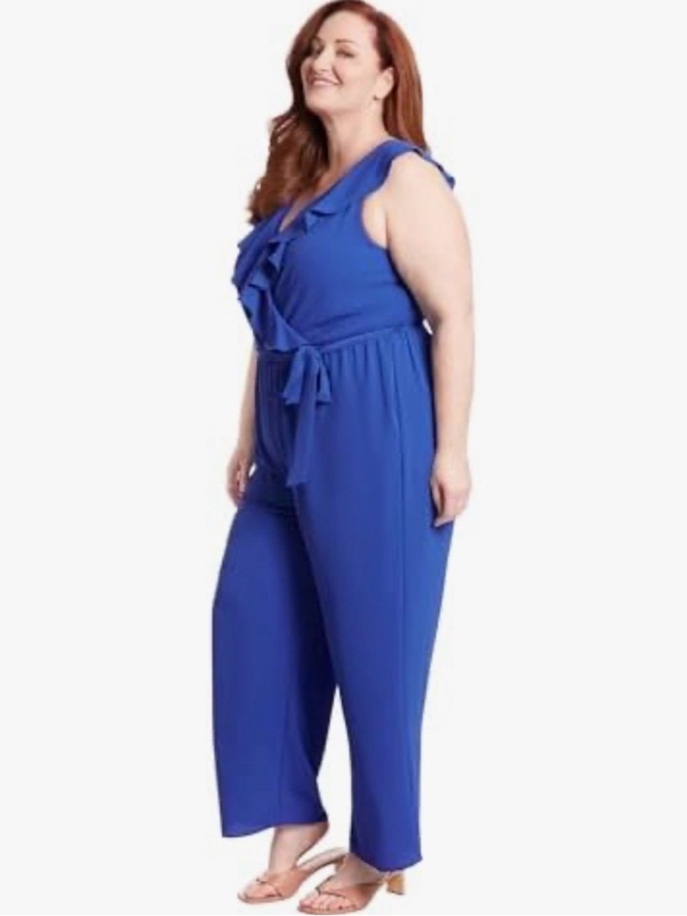 London Times Ruffle Wrap Jumpsuit - Picture 2 of 3